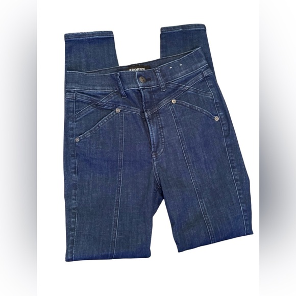 Express Denim - Express Hyper Stretch Ankle Legging Dark Blue Denim Jeans 4R